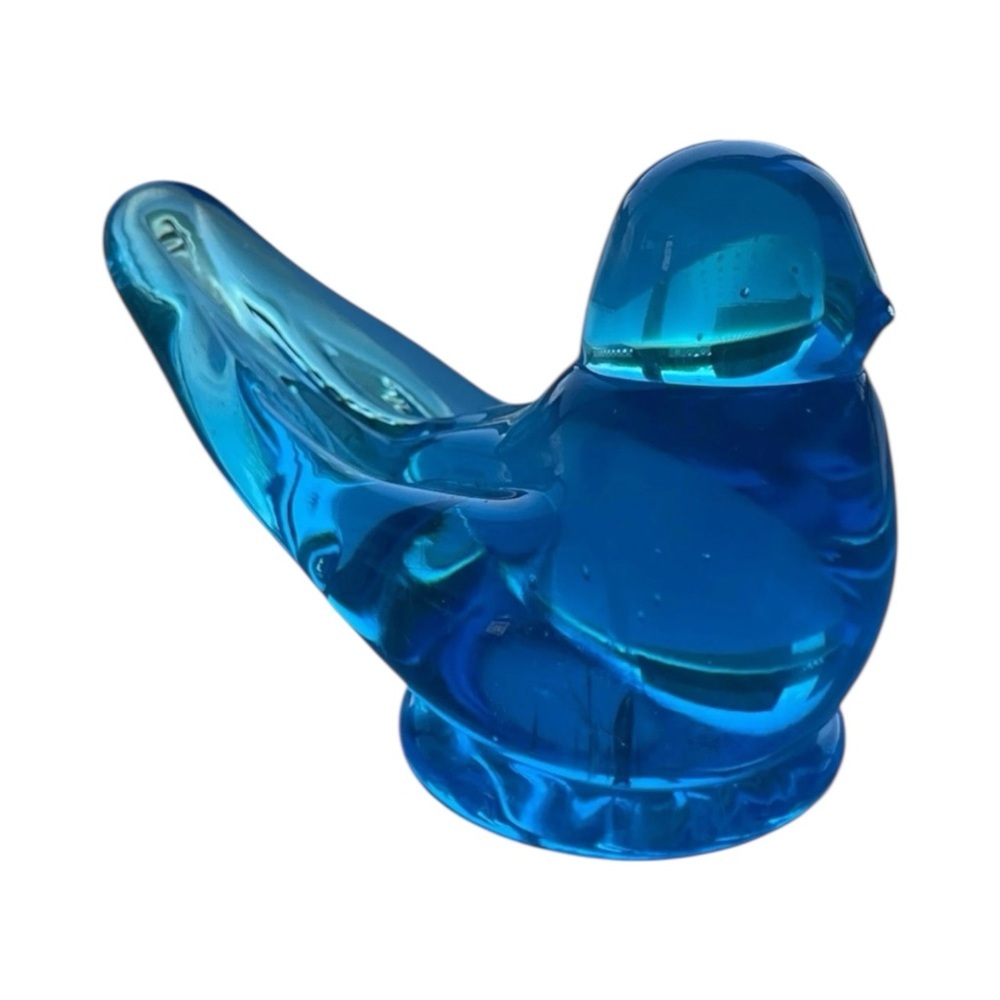 Vtg Blue Bird of Happiness Glass Figurine Hand Blown Ron Ray Signed 1989 2.5" - Picture 5 of 6